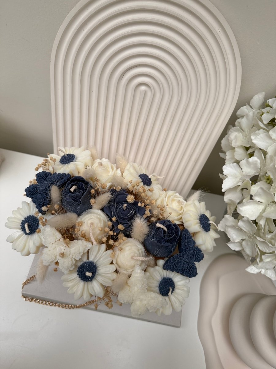 Flower Candle Bouquet Handbag Gift box | Luxury Gifts - Designs by Inaya