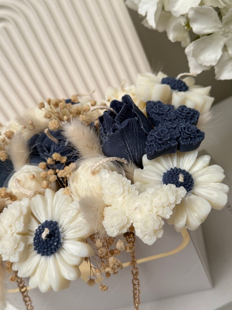 Flower Candle Bouquet Handbag Gift box | Luxury Gifts - Designs by Inaya