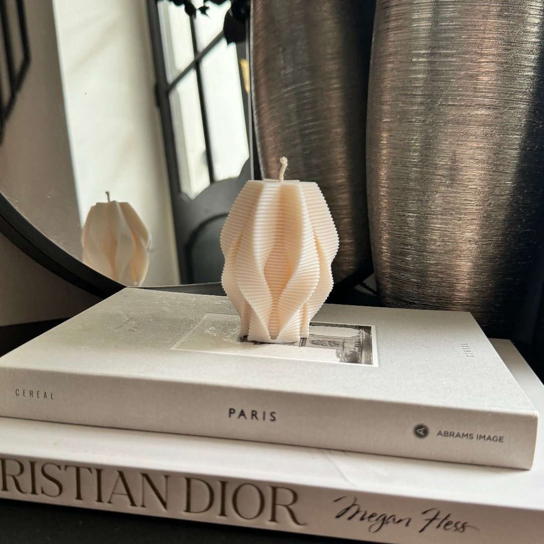 Sculptural twirl candle decorative soy wax - Designs by Inaya