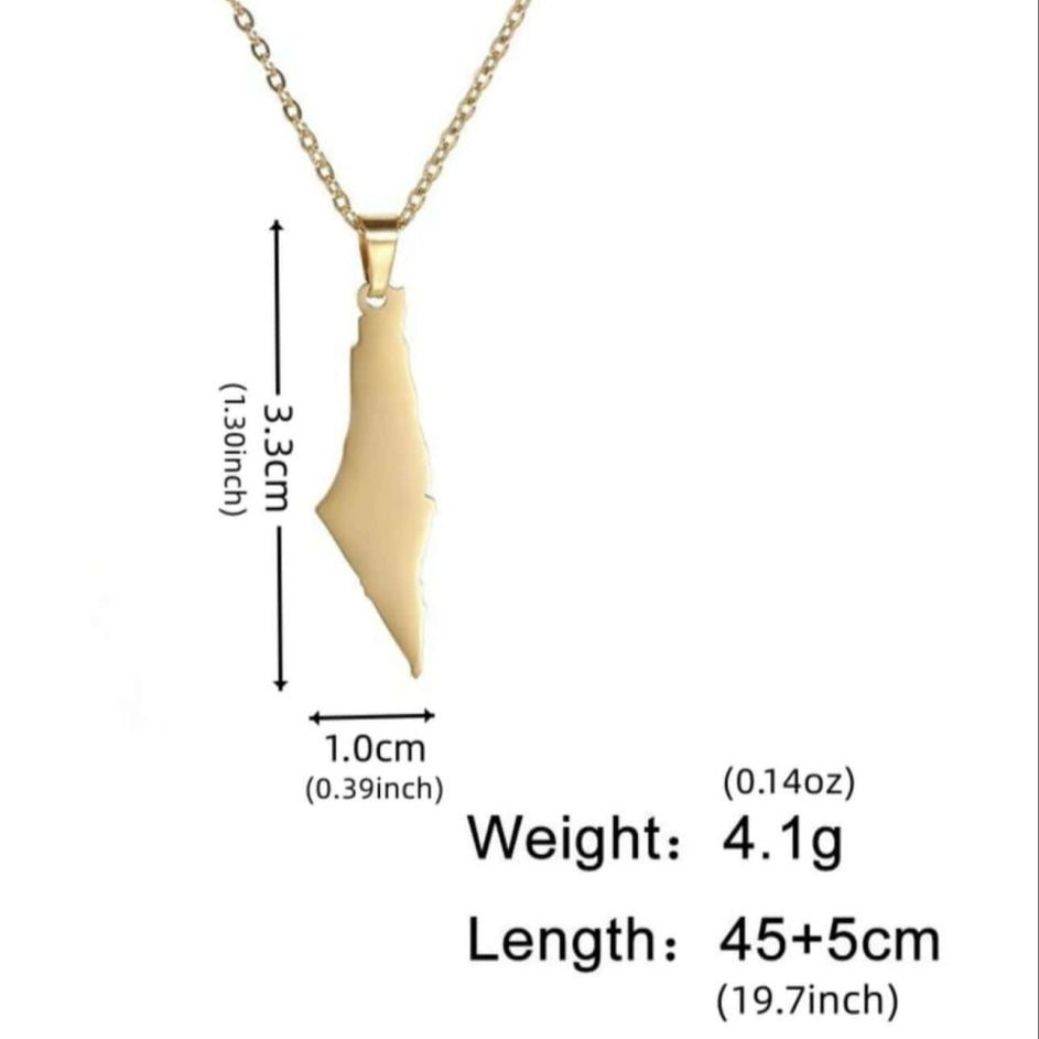 Gold Palestine Map Necklace - Designs by Inaya