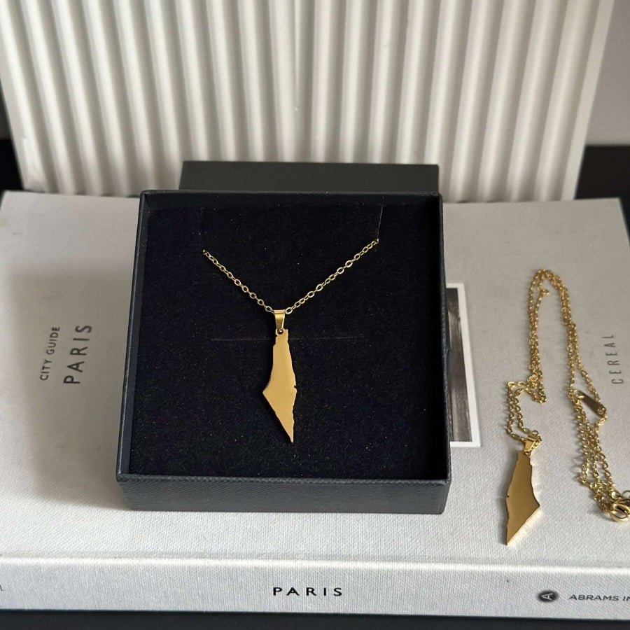 Gold Palestine Map Necklace - Designs by Inaya