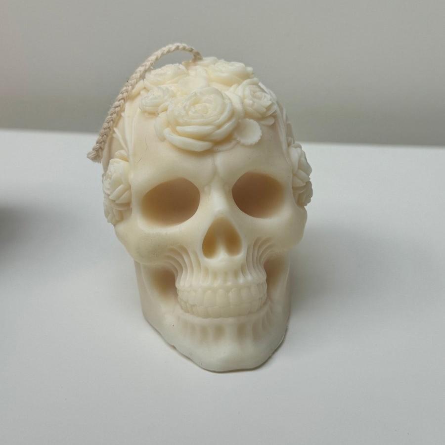 Spooky Halloween Floral Skull Candle Decor Ornaments - Designs by Inaya