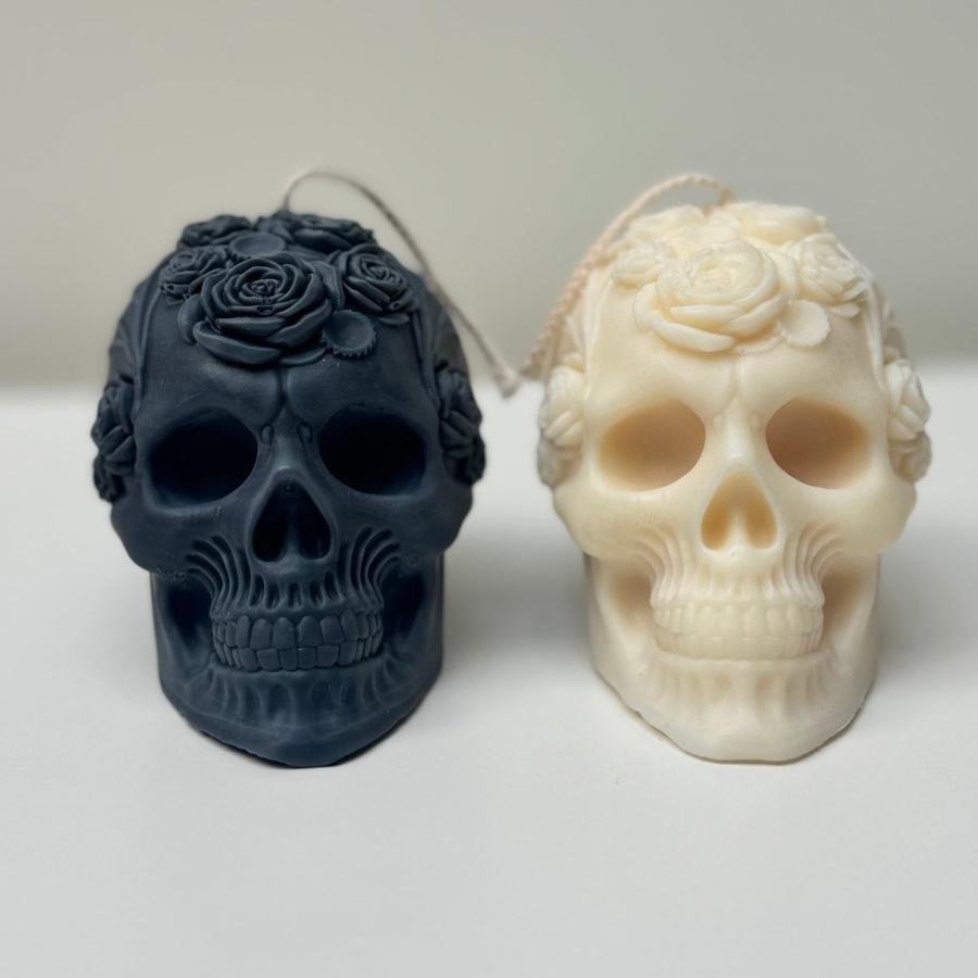 Spooky Halloween Floral Skull Candle Decor Ornaments - Designs by Inaya