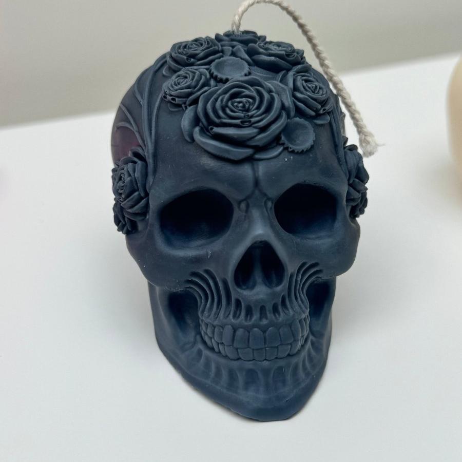 Spooky Halloween Floral Skull Candle Decor Ornaments - Designs by Inaya