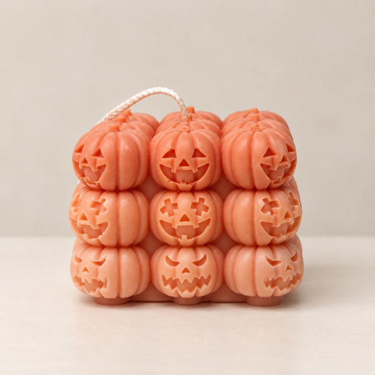 Halloween pumpkin cube soy wax candle in ombre orange