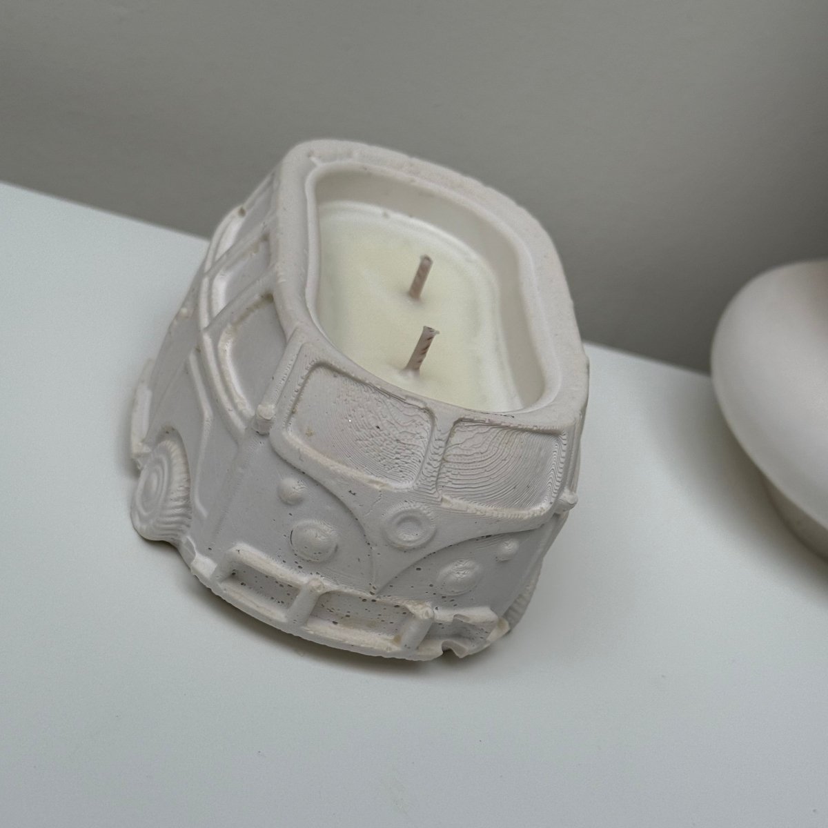 Handcrafted Stone Christmas Camper Van Scented Container Candle - Designs by Inaya