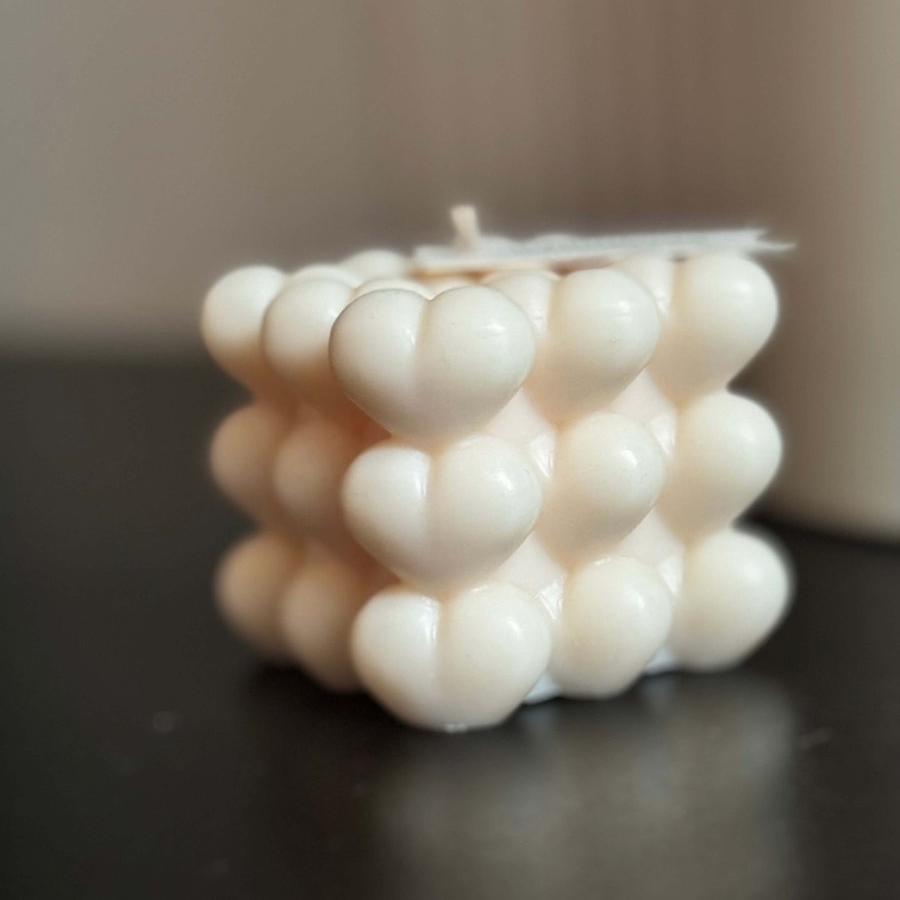 Heart Bubble Cube Candle - Designs by Inaya
