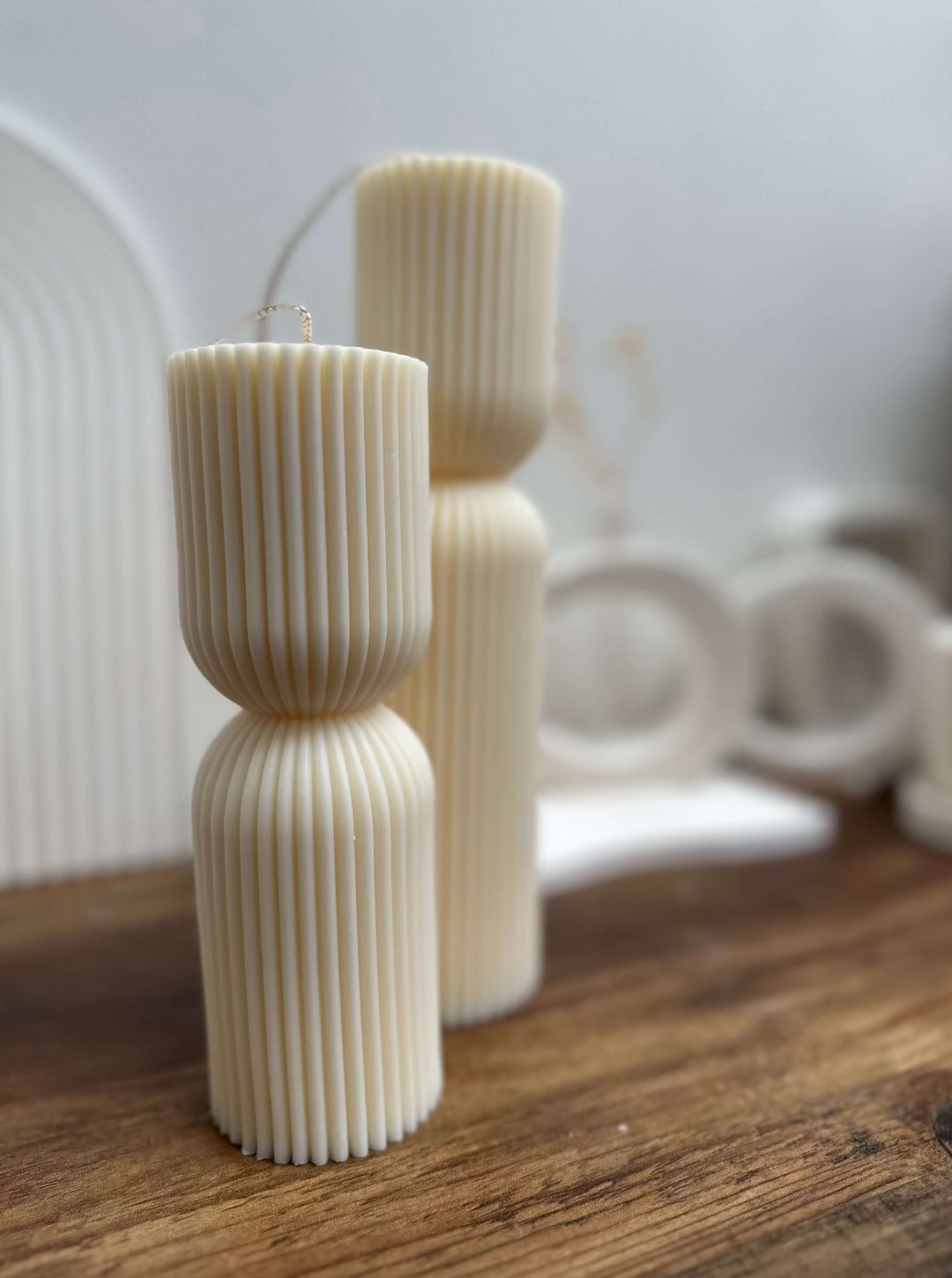 Cream pillar candle set of 2