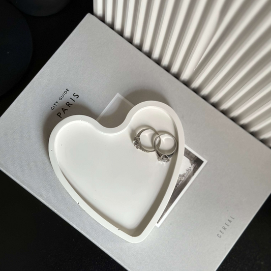 Stone heart trinket tray | white in colour | jewellery display