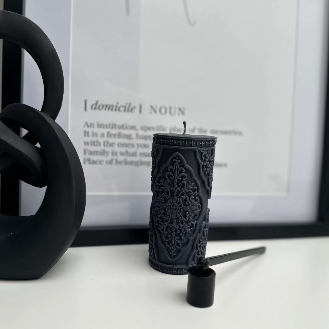 Noor Luxury Pillar Candle - Designs by Inaya Black Oud