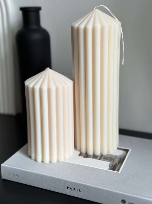 Luxe Ribbed Pillar Soy wax Candle set of two