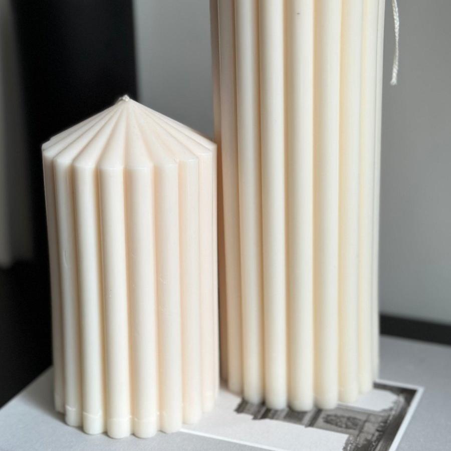 Luxe Ribbed Pillar Candle - Designs by Inaya