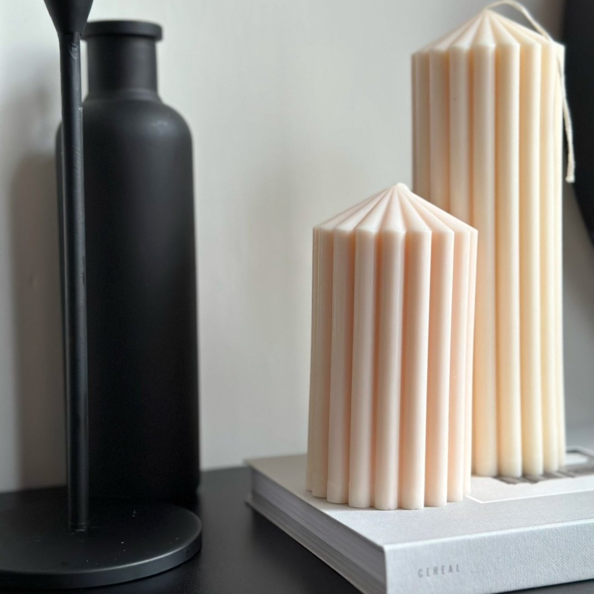 Luxe Ribbed Pillar Candle - Designs by Inaya