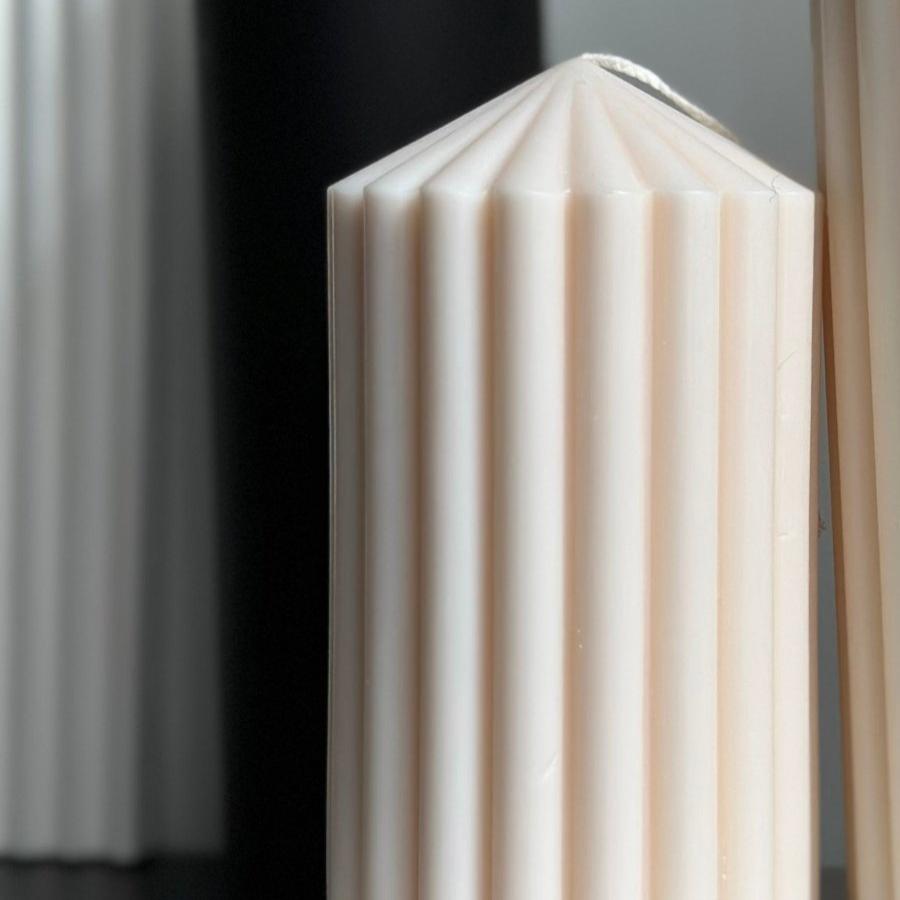 Luxe Ribbed Pillar Candle  -Decorative soy pillar candle ribbed design - Designs by Inaya