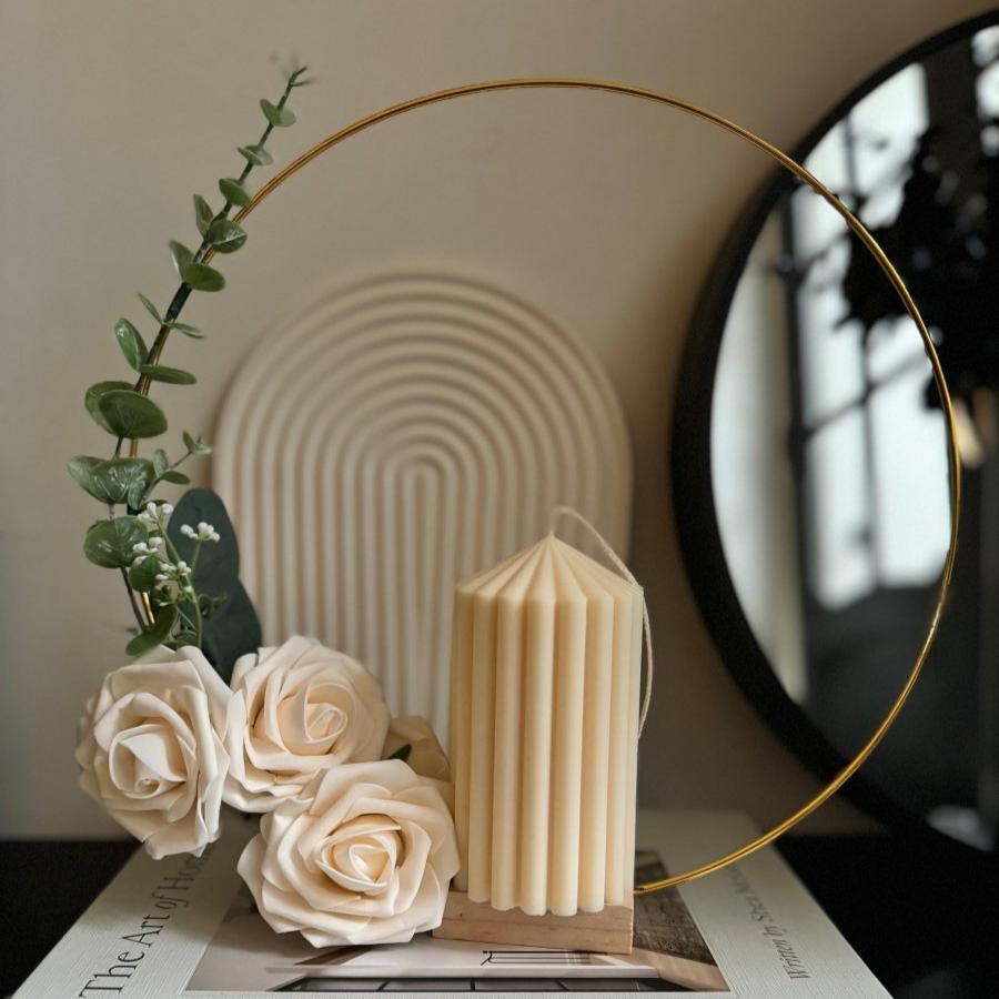 Ribbed pillar candle modern home decor