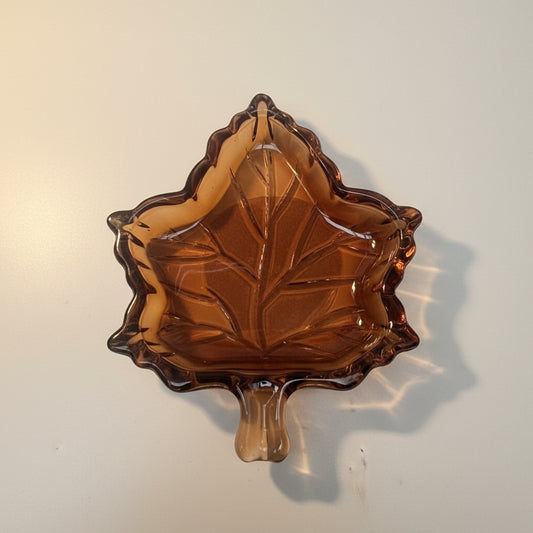 Maple leaf glass trinket tray for autumn home decor