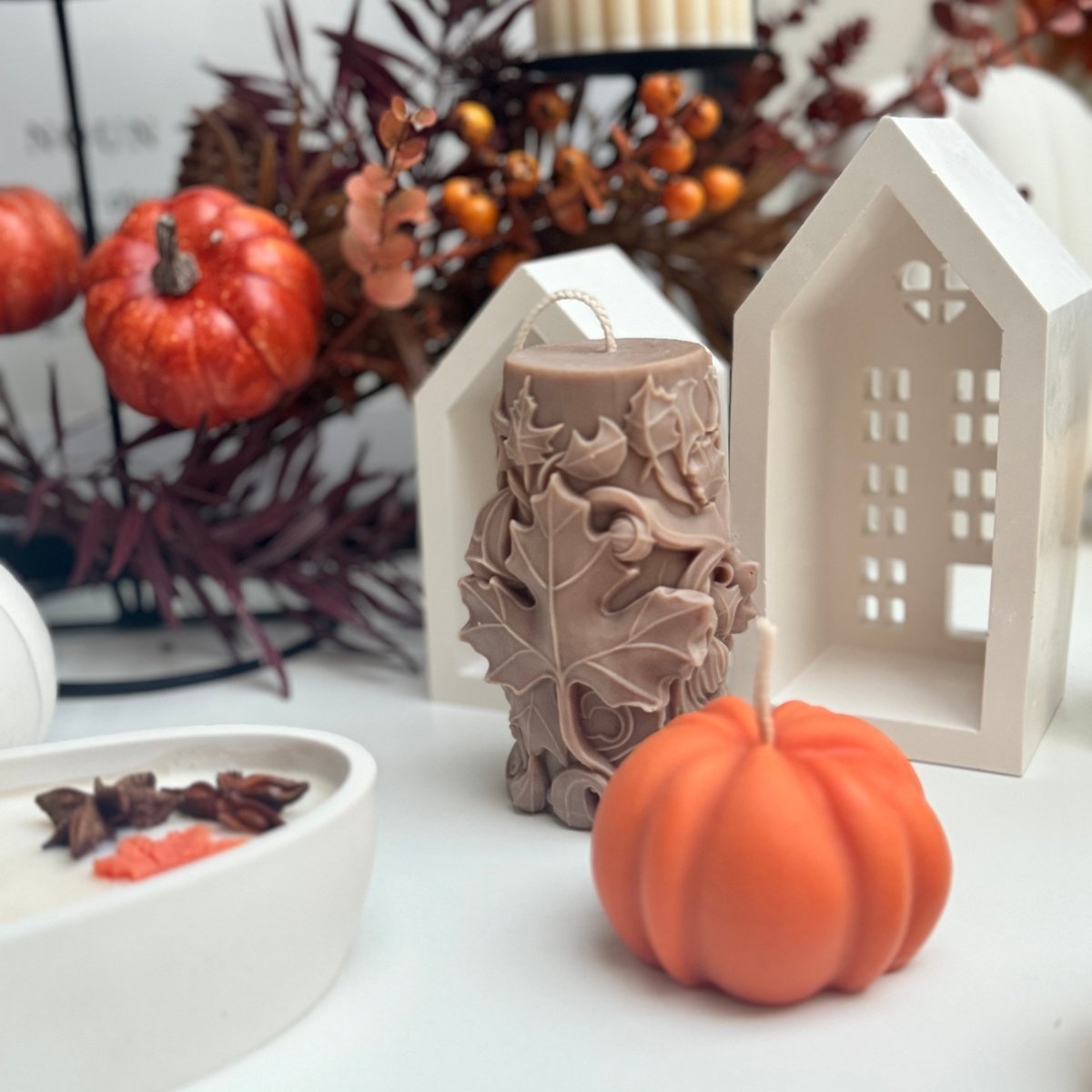Autumn Maple Leaf Scented Sculpture Decor Candle - Designs by Inaya