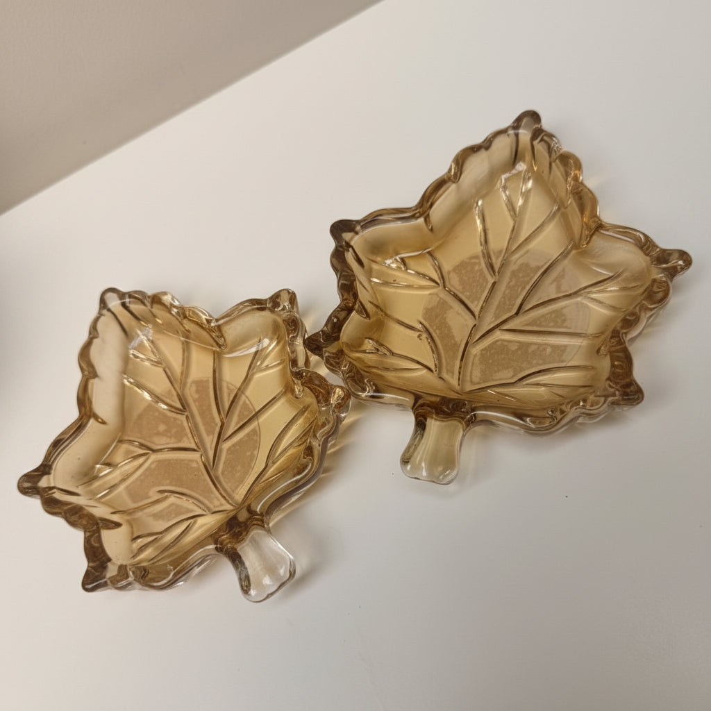 Maple leaf glass dish for dressing table accessories