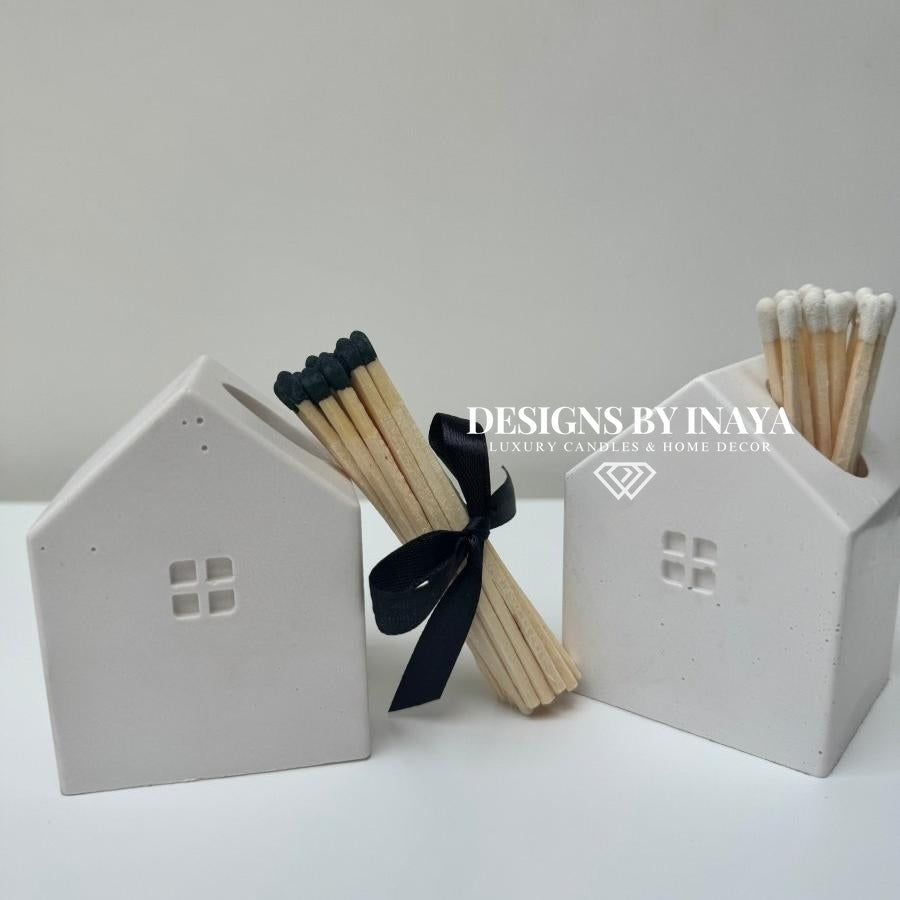 Decorative stone match holder for modern home styling