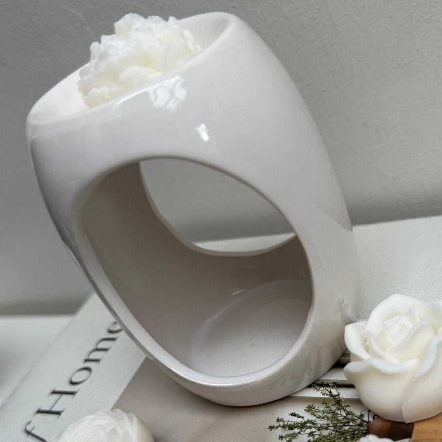 Wax melt burner gift set UK mini ceramic burner with flower soy wax melts- Designs by Inaya