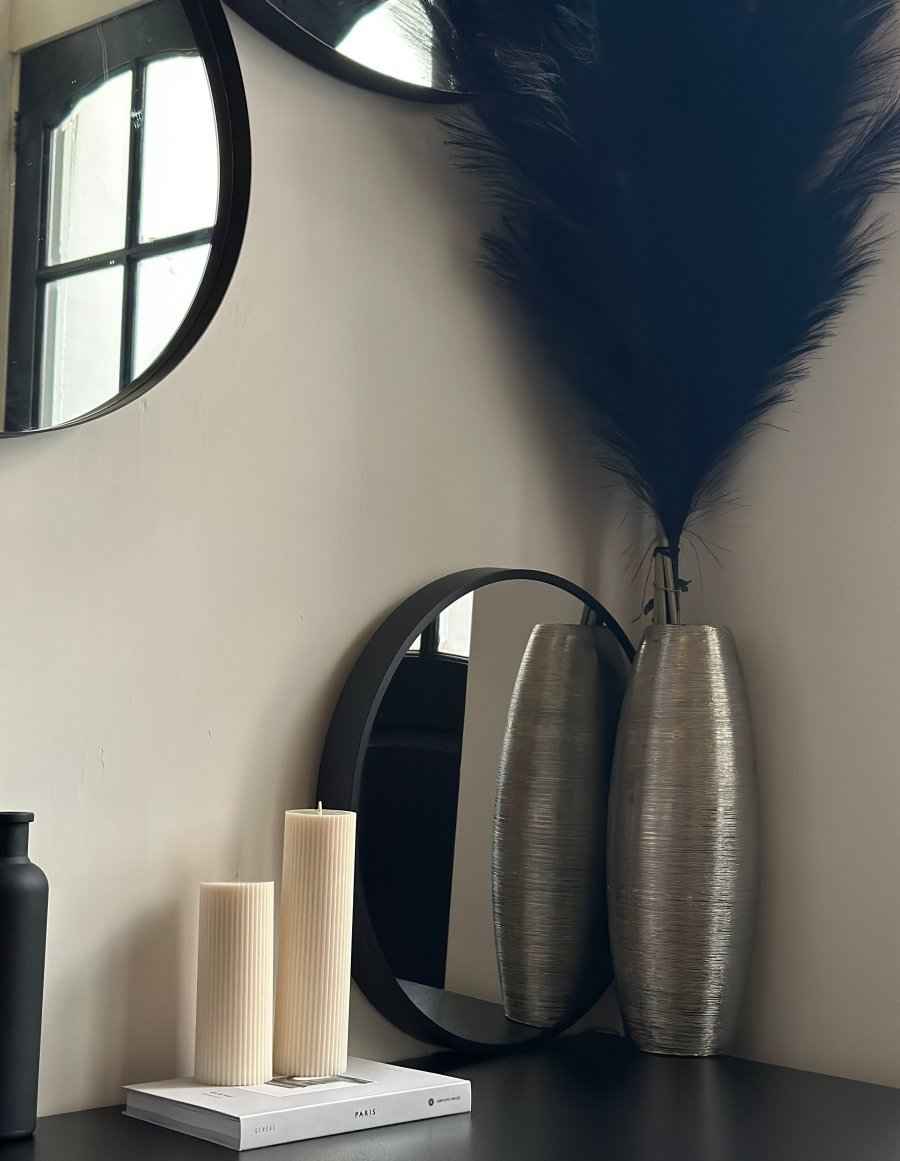 Minimalist pillar candle set different sizes modern decor