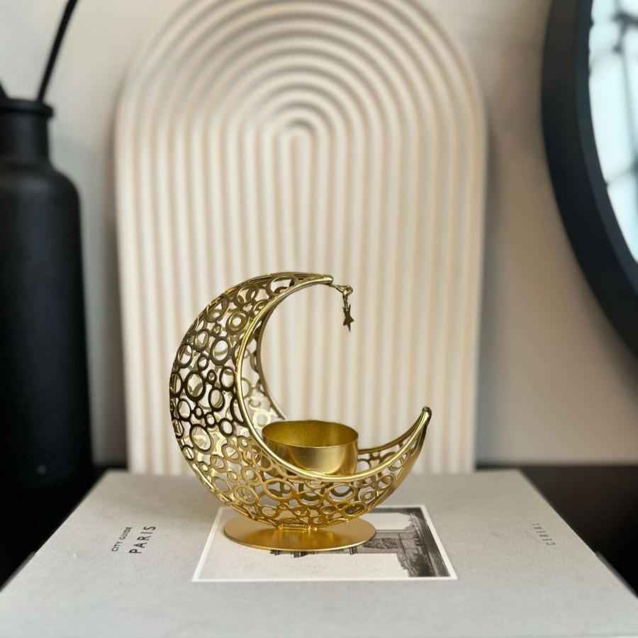 Moon & Star Candle holder | Black | Gold | Eid Decor & Gifts