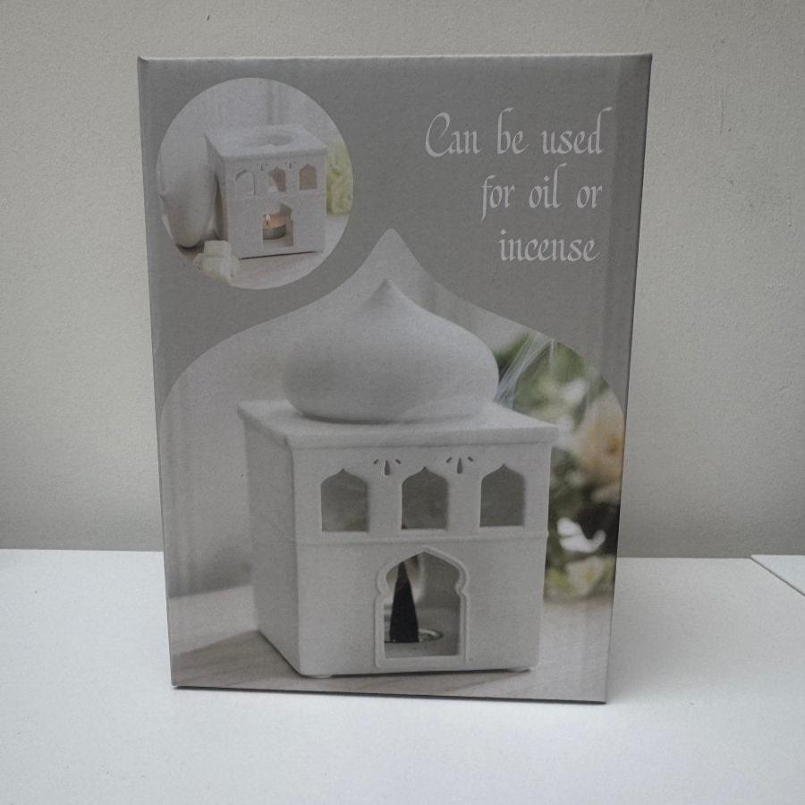 White Mosque Wax / Oil incense Burner Islamic Home - Designs by Inaya