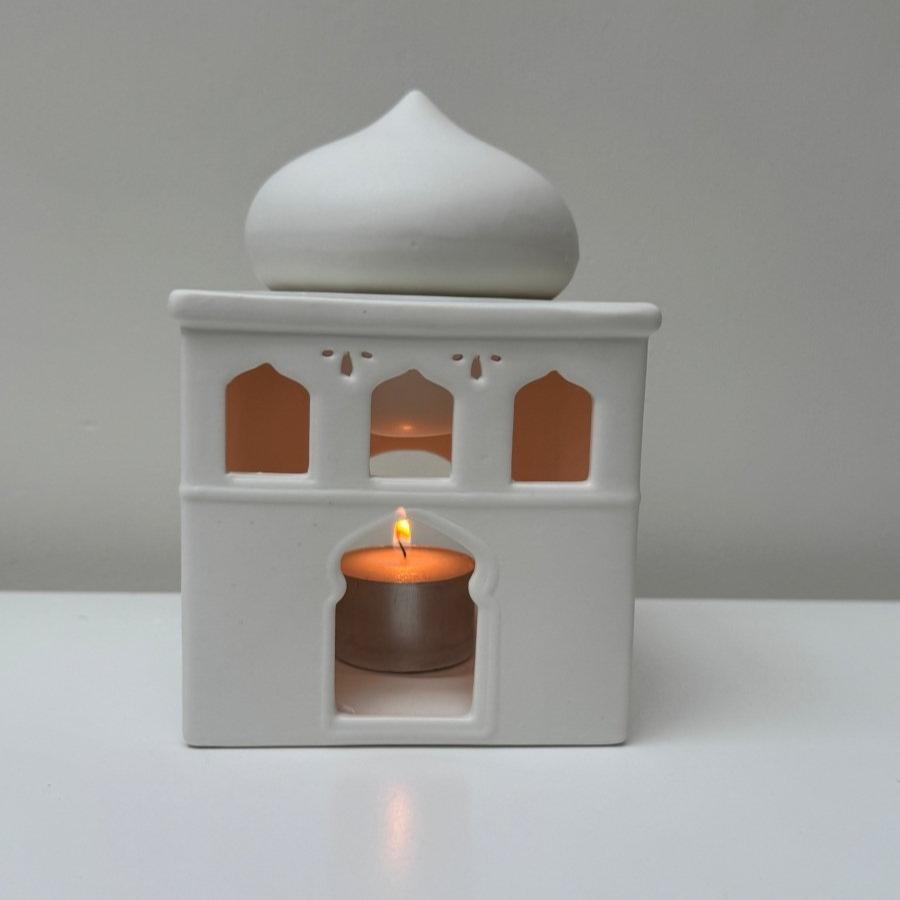 White Mosque Wax / Oil incense Burner Islamic Home - Designs by Inaya