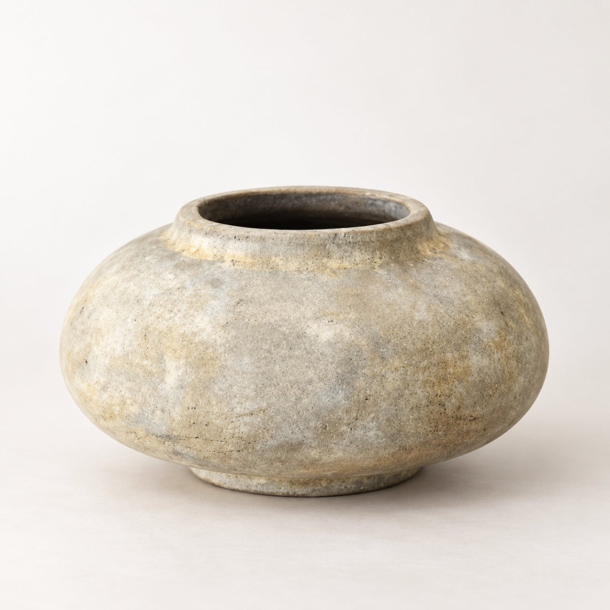 NARA rustic stone vase with weathered grey and taupe finish on a clean neutral background
