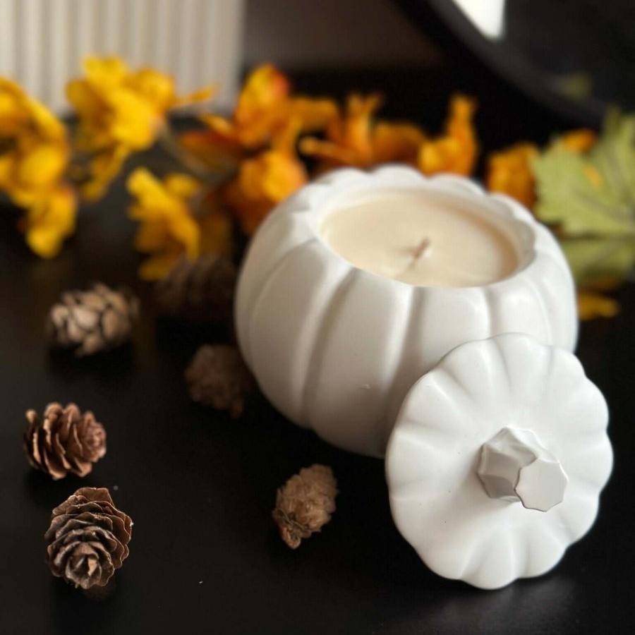 Pumpkin Candle Jar with Lid - Designs by Inaya