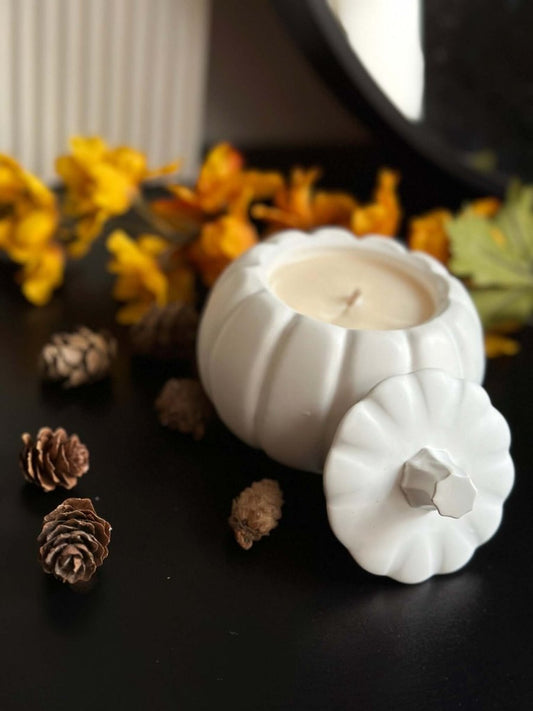 Pumpkin Candle Jar with Lid - Designs by Inaya