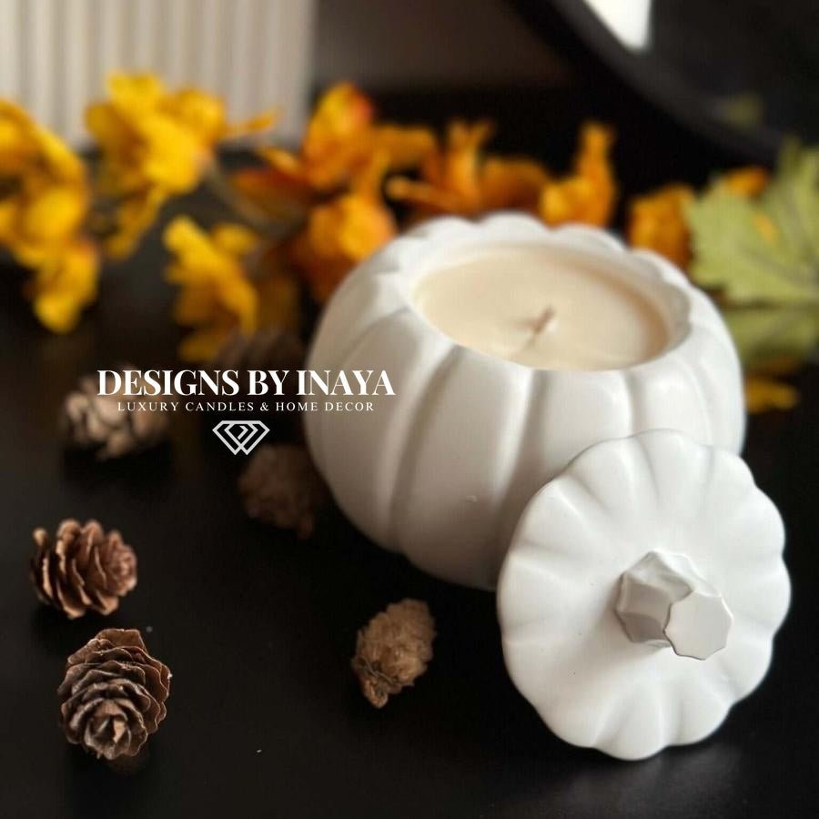 Pumpkin Candle Jar with Lid - Designs by Inaya