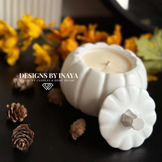 Pumpkin Candle Jar with Lid - Designs by Inaya