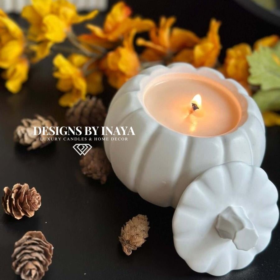 Pumpkin Candle Jar with Lid - Designs by Inaya