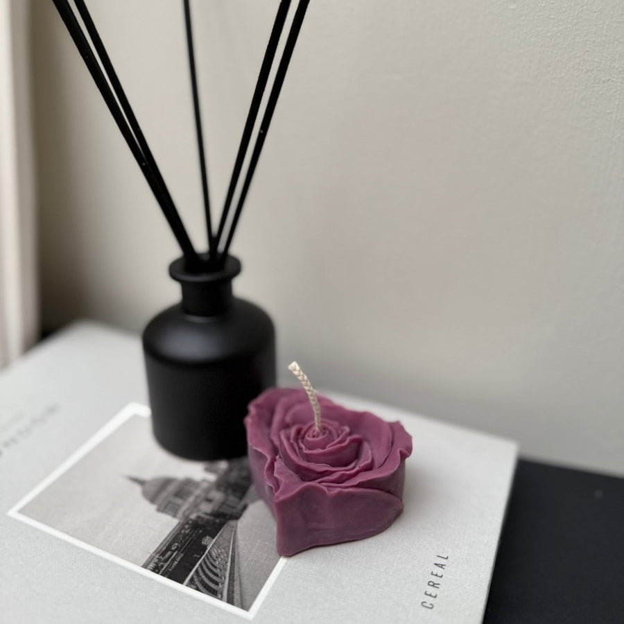 Purple Rose Heart Soy Candle - Designs by Inaya