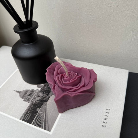Purple Rose Heart Soy Candle