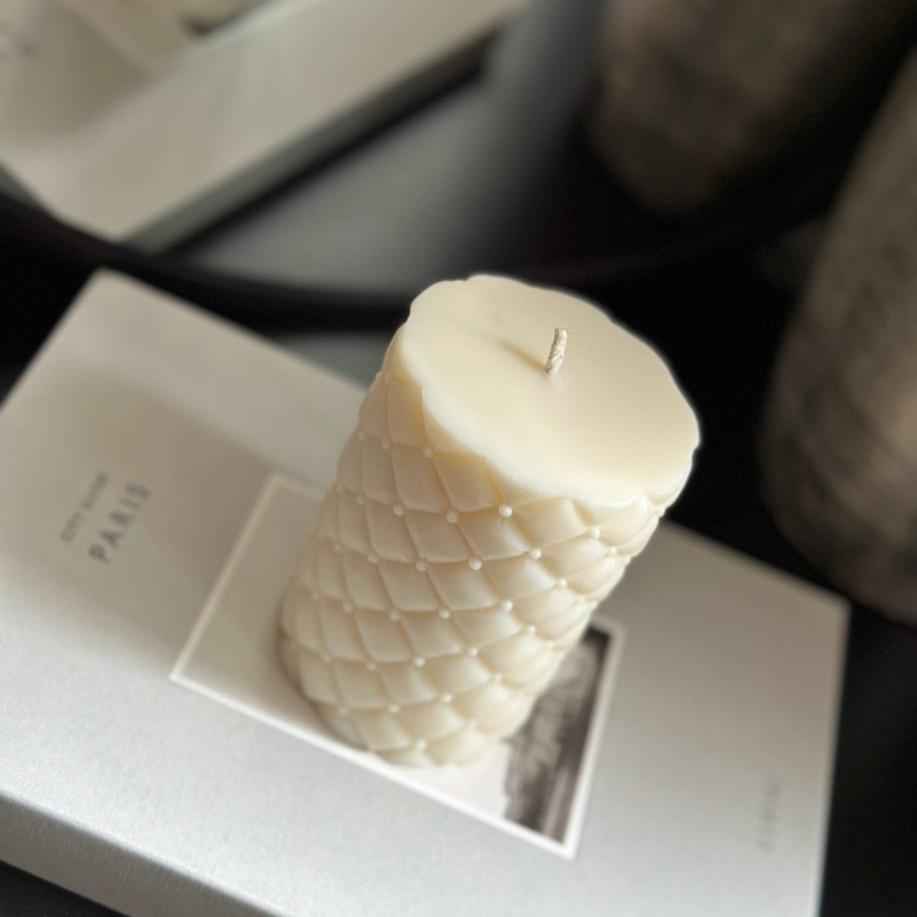 Sculptural quilted candle home decor