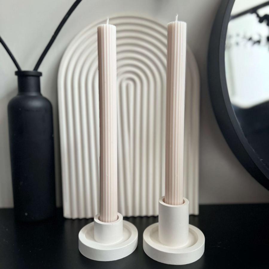 Ribbed taper candle decorative soy wax candle