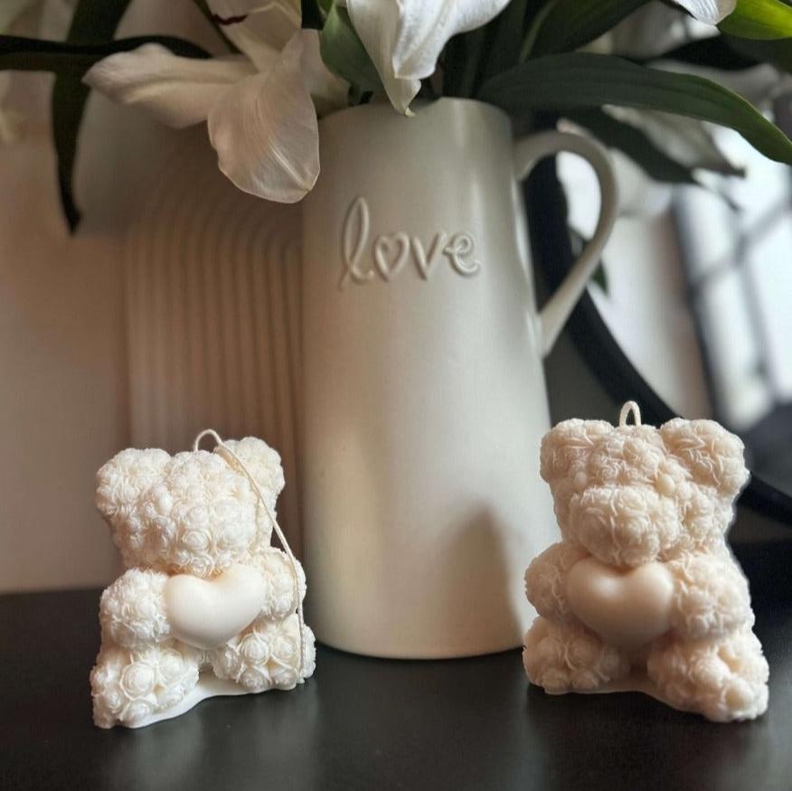 Rose Heart Teddy Bear Candle Luxury Gifts Valentines - Designs by Inaya