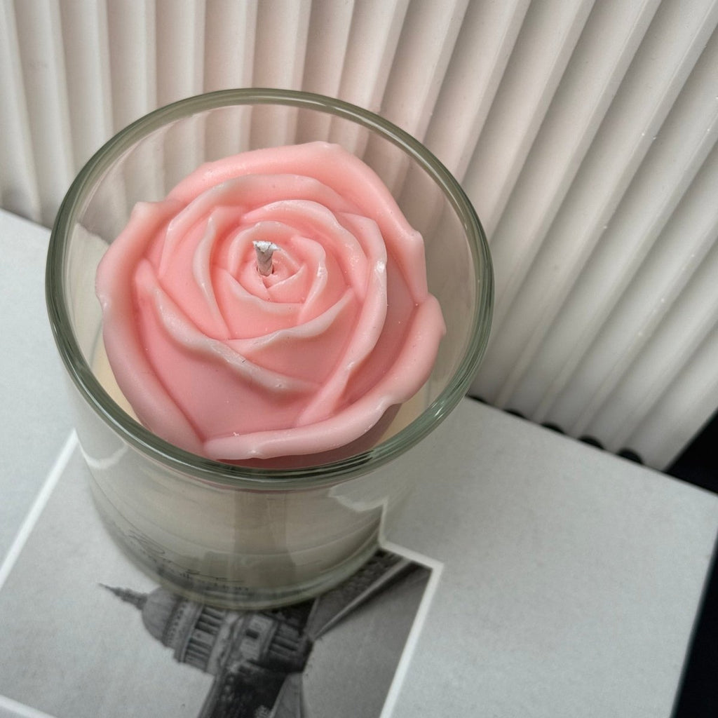 Rose Soy Candle Jar | Peony Blush Suede | Bloom Collection - Designs by Inaya