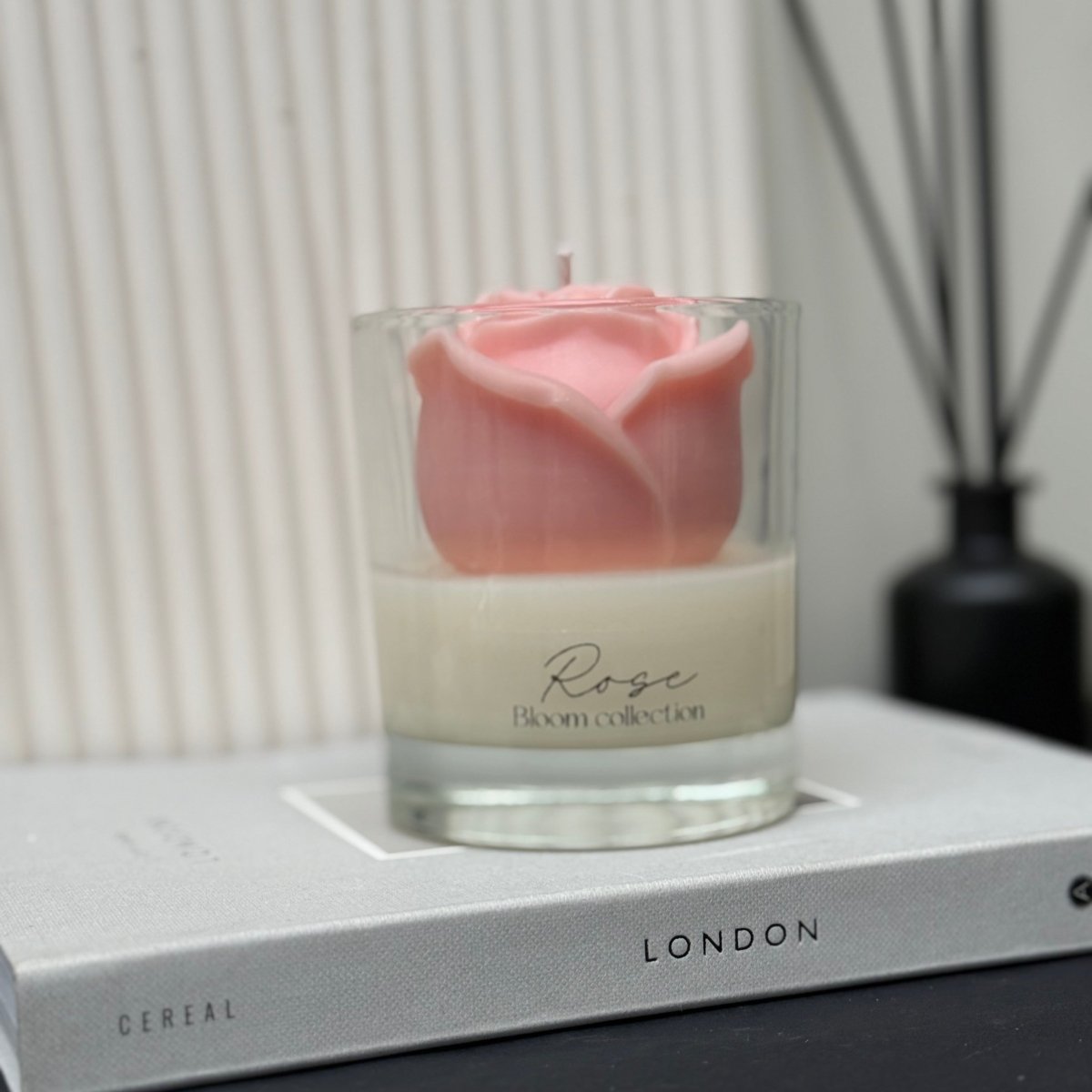 Rose Soy Candle Jar | Peony Blush Suede | Bloom Collection - Designs by Inaya