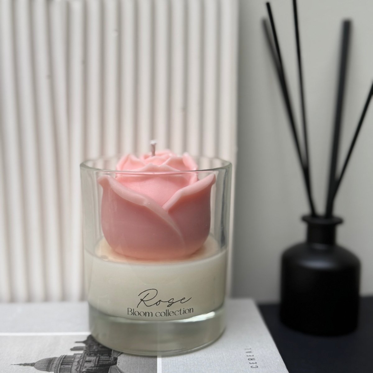 Rose Soy Candle Jar | Peony Blush Suede | Bloom Collection - Designs by Inaya