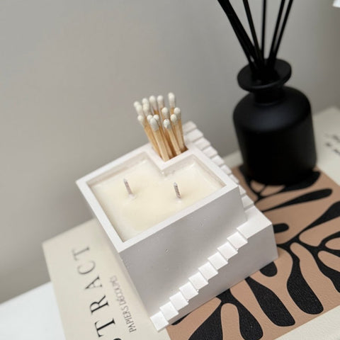 SANTORINI Stone Soy Wax Candle & Matchsticks Set 200g