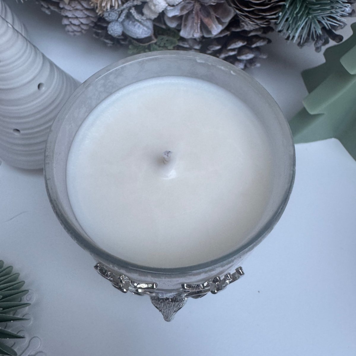 Glass Silver Stag Soy Wax Scented Candle Christmas Decoration Home Angel Fragrance Decor - Designs by Inaya