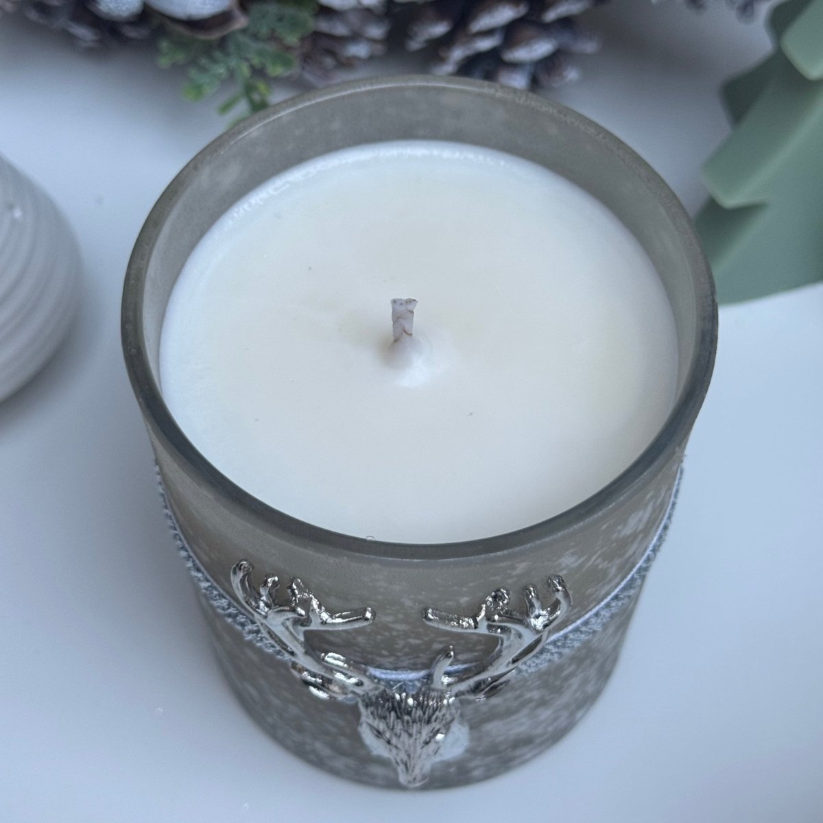 Glass Silver Stag Soy Wax Scented Candle Christmas Decoration Home Angel Fragrance Decor - Designs by Inaya