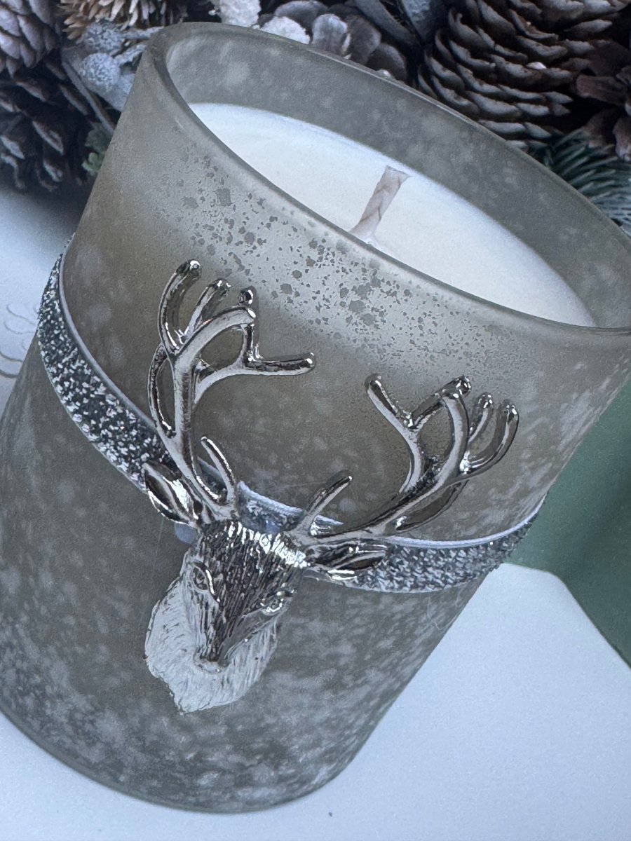 Glass Silver Stag Soy Wax Scented Candle Christmas Decoration Home Angel Fragrance Decor - Designs by Inaya