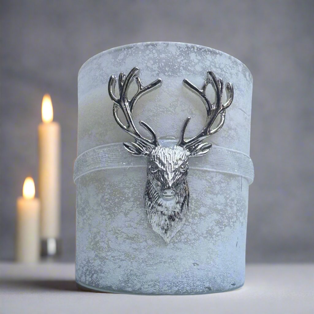 Glass Silver Stag Soy Wax Scented Candle Christmas Decoration Home Angel Fragrance Decor - Designs by Inaya