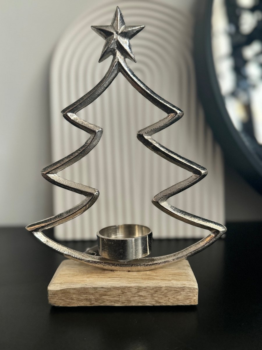 Silver Tree Tealight Holder 22.5cm - Designs by Inaya