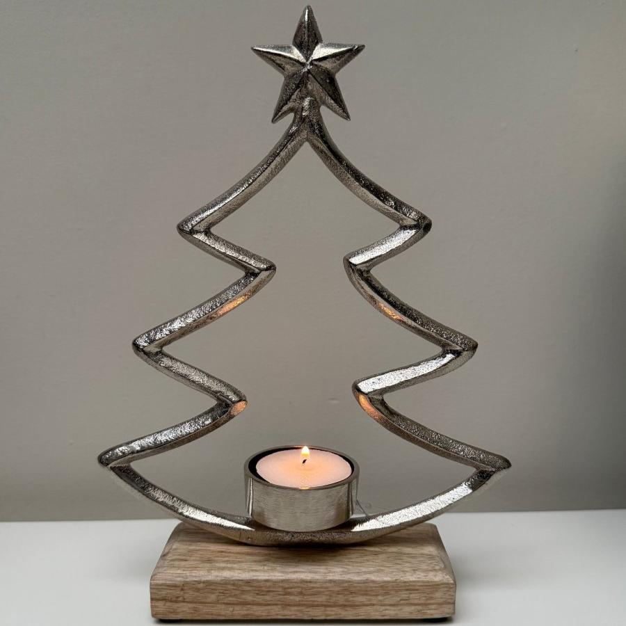 Silver Tree Tealight Holder 22.5cm - Designs by Inaya