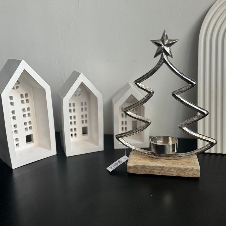 Silver Tree Tealight Holder 22.5cm - Designs by Inaya